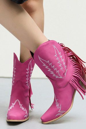Quick Outfits, Modest Fashion Outfits Ideas Disco Cowgirl Fringe Ankle Boots