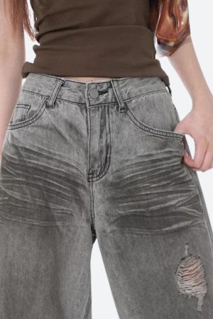 Quick Outfits, Modest Fashion Outfits Ideas Distressed Wide Leg Jeans