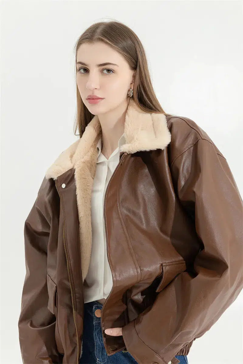 Quick Outfits, Modest Fashion Outfits Ideas Double-Faced Faux Leather & Fur Jacket