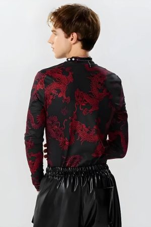 Quick Outfits, Modest Fashion Outfits Ideas Dragon High Neck Top