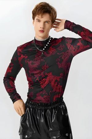 Quick Outfits, Modest Fashion Outfits Ideas Dragon High Neck Top