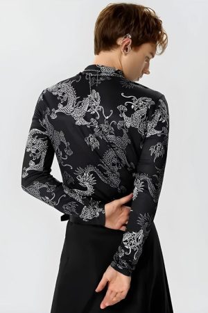 Quick Outfits, Modest Fashion Outfits Ideas Dragon High Neck Top