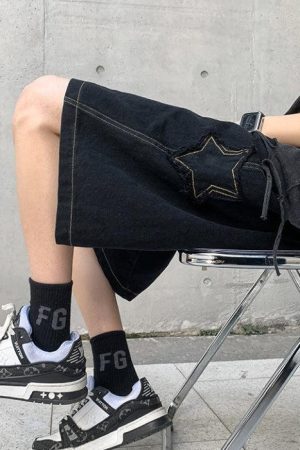Quick Outfits, Modest Fashion Outfits Ideas Drawstring Star Embroidered Shorts