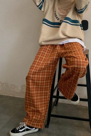 Quick Outfits, Modest Fashion Outfits Ideas Elasticated Waist Checkered Sweatpants