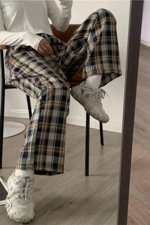 Quick Outfits, Modest Fashion Outfits Ideas Elasticated Waist Checkered Sweatpants
