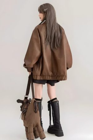 Quick Outfits, Modest Fashion Outfits Ideas Faux Leather Oversized Jacket