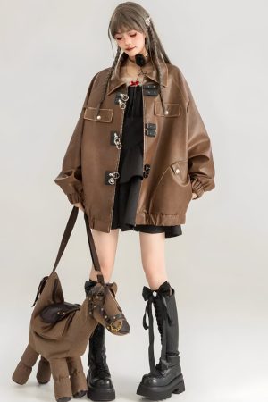 Quick Outfits, Modest Fashion Outfits Ideas Faux Leather Oversized Jacket