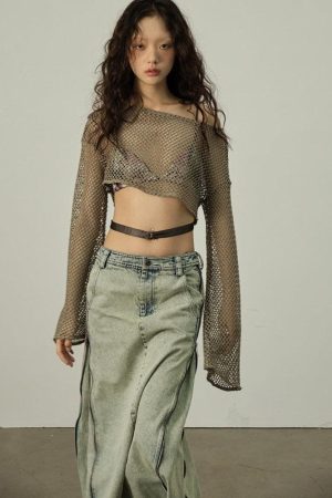 Quick Outfits, Modest Fashion Outfits Ideas Fishnet Crop Shrug Sweater
