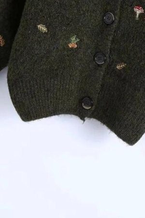 Quick Outfits, Modest Fashion Outfits Ideas Goblincore Leaf Embroidery Cardigan