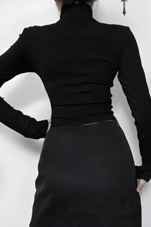 Quick Outfits, Modest Fashion Outfits Ideas Goth Cross Cut Out Top