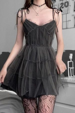 Quick Outfits, Modest Fashion Outfits Ideas Goth Strap Patchwork Mini Dress