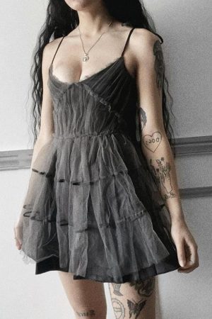 Quick Outfits, Modest Fashion Outfits Ideas Goth Strap Patchwork Mini Dress