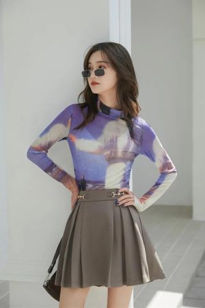 Quick Outfits, Modest Fashion Outfits Ideas Graphic Women Printed Mesh Top