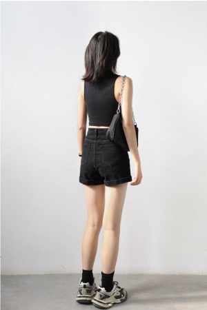 Quick Outfits, Modest Fashion Outfits Ideas Grunge Black Jean Shorts