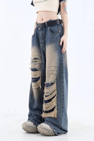 Quick Outfits, Modest Fashion Outfits Ideas Grunge Dark Wash Distressed Jeans