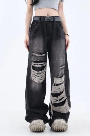Quick Outfits, Modest Fashion Outfits Ideas Grunge Dark Wash Distressed Jeans