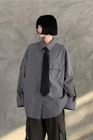 Quick Outfits, Modest Fashion Outfits Ideas Grunge Detachable Sleeve Shirt