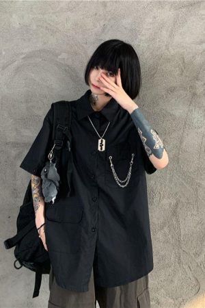 Quick Outfits, Modest Fashion Outfits Ideas Grunge Detachable Sleeve Shirt