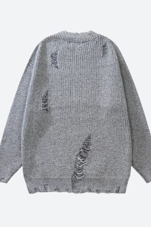 Quick Outfits, Modest Fashion Outfits Ideas Grunge Distressed Knitted Sweater