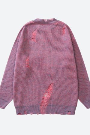 Quick Outfits, Modest Fashion Outfits Ideas Grunge Distressed Knitted Sweater