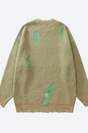 Quick Outfits, Modest Fashion Outfits Ideas Grunge Distressed Knitted Sweater