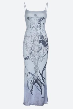 Quick Outfits, Modest Fashion Outfits Ideas Grunge Mermaid Skeleton Maxi Dress