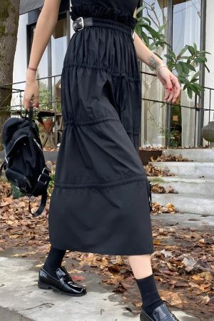 Quick Outfits, Modest Fashion Outfits Ideas Grunge Ruched Midi Skirt