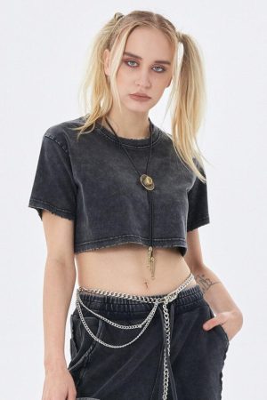Quick Outfits, Modest Fashion Outfits Ideas Grunge Washed Crop Top