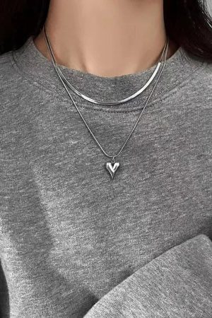 Quick Outfits, Modest Fashion Outfits Ideas Heart Necklace Set
