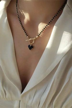 Quick Outfits, Modest Fashion Outfits Ideas Heart Toggle Clasp Beaded Necklace