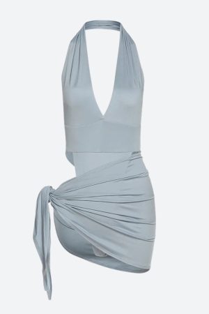 Quick Outfits, Modest Fashion Outfits Ideas High Cut Swimsuit & Skirt Two Piece Set