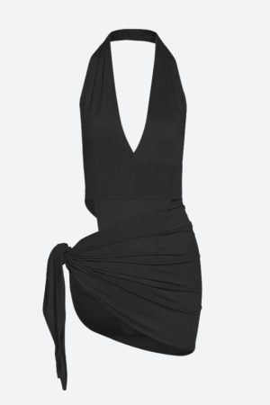 Quick Outfits, Modest Fashion Outfits Ideas High Cut Swimsuit & Skirt Two Piece Set