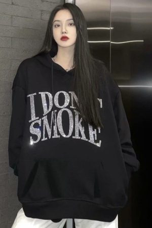 Quick Outfits, Modest Fashion Outfits Ideas I Don't Smoke Rhinestone Hoodie