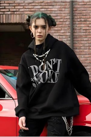 Quick Outfits, Modest Fashion Outfits Ideas I Don't Smoke Rhinestone Hoodie