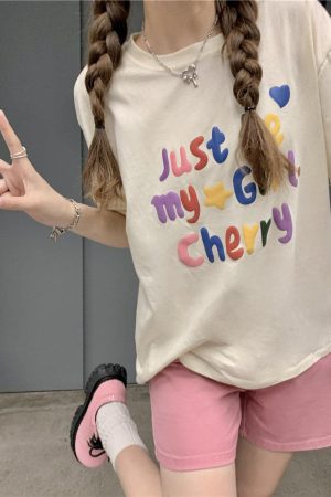 Quick Outfits, Modest Fashion Outfits Ideas Just Be My Girl Cherry Tee