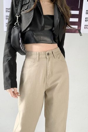 Quick Outfits, Modest Fashion Outfits Ideas Light Academia High Waist Denim Pants