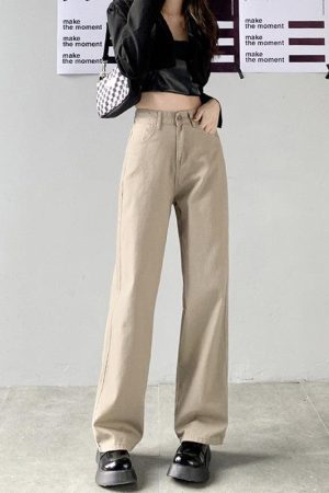 Quick Outfits, Modest Fashion Outfits Ideas Light Academia High Waist Denim Pants