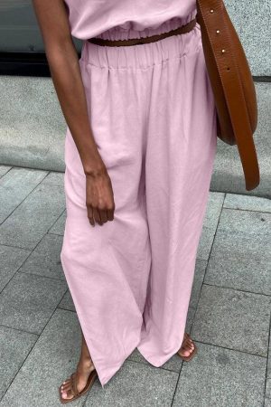 Quick Outfits, Modest Fashion Outfits Ideas Linen Top & Pants Two Piece Set