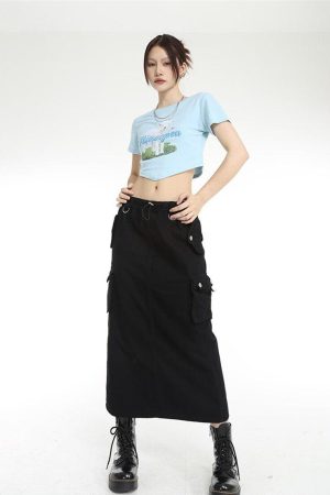 Quick Outfits, Modest Fashion Outfits Ideas Low Rise Parachute Maxi Skirt