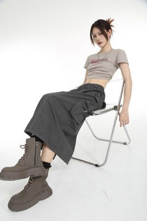 Quick Outfits, Modest Fashion Outfits Ideas Low Rise Parachute Maxi Skirt