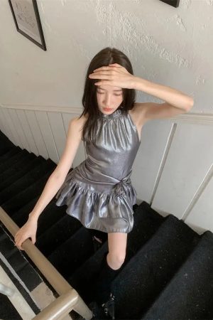 Quick Outfits, Modest Fashion Outfits Ideas Metallic Mini Dress