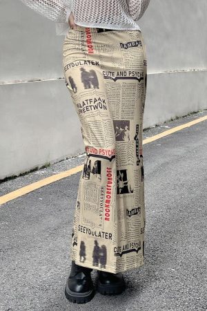 Quick Outfits, Modest Fashion Outfits Ideas Newspaper Printed Maxi Skirt