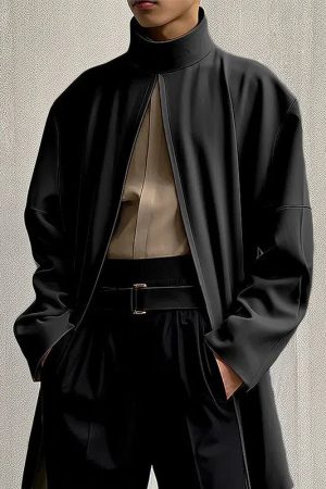 Quick Outfits, Modest Fashion Outfits Ideas Open Front High Neck Jacket
