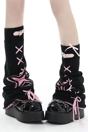 Quick Outfits, Modest Fashion Outfits Ideas Pastel Goth Lace Up Belted Leg Warmers