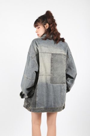 Quick Outfits, Modest Fashion Outfits Ideas Patchwork Oversized Denim Jacket
