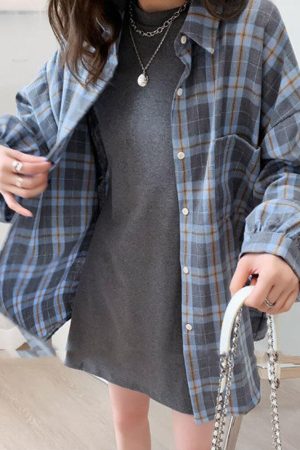 Quick Outfits, Modest Fashion Outfits Ideas Puff Sleeve Plaid Shirt