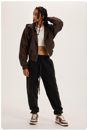 Quick Outfits, Modest Fashion Outfits Ideas Retro Zip-Up Hoodie