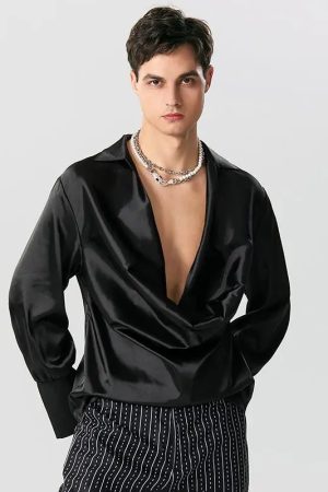 Quick Outfits, Modest Fashion Outfits Ideas Satin Cowl Neck Shirt