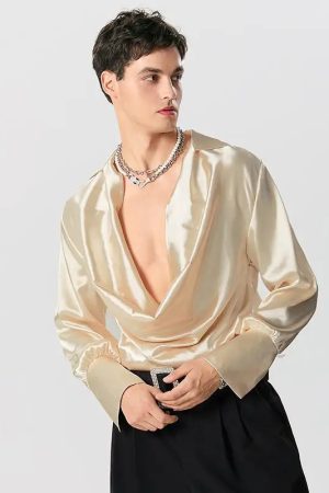Quick Outfits, Modest Fashion Outfits Ideas Satin Cowl Neck Shirt