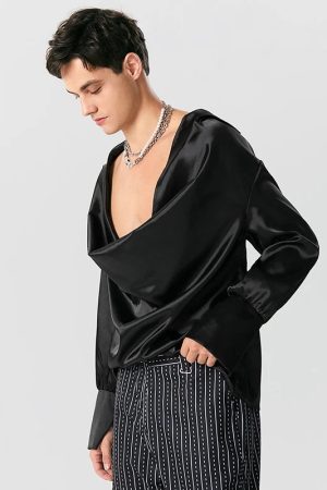 Quick Outfits, Modest Fashion Outfits Ideas Satin Cowl Neck Shirt